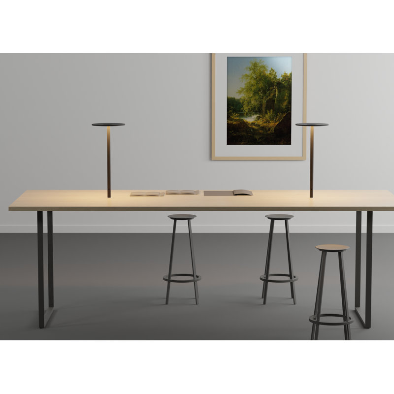 Yurei Co-Working Lamp (Matte Black)  with 14" Transparent Polymer Shade, Tea, White, White