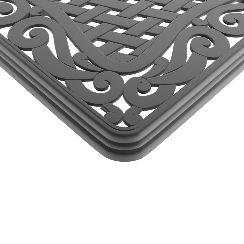 Table de salle à manger en fonte d'aluminium avec cadre et trou pour parasol