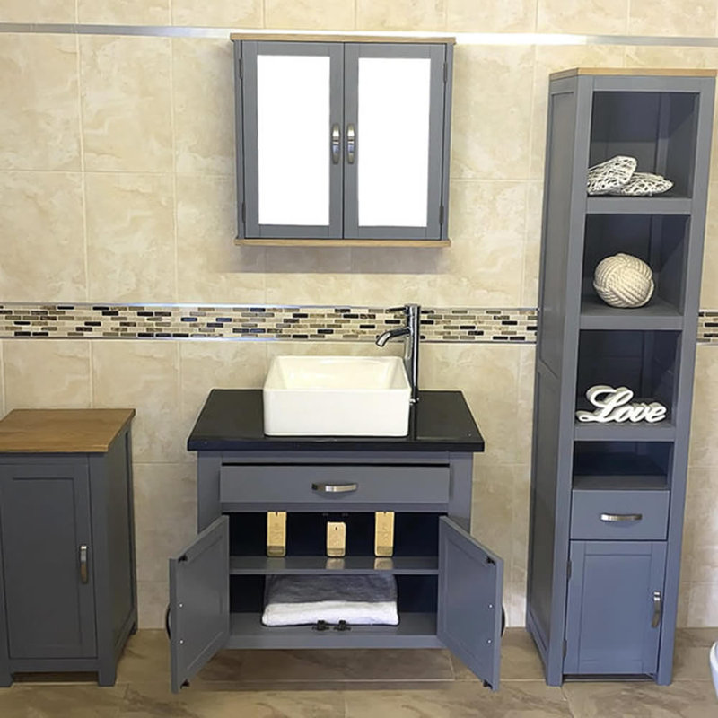 Braintree 751mm Single Bathroom Vanity with Vessel Ceramic Basin, Black Quartz