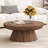 35.4" Round Wooden Coffee Table, Espresso Finish