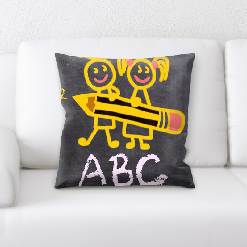 Housse et insert de coussin carré Retour à l'école