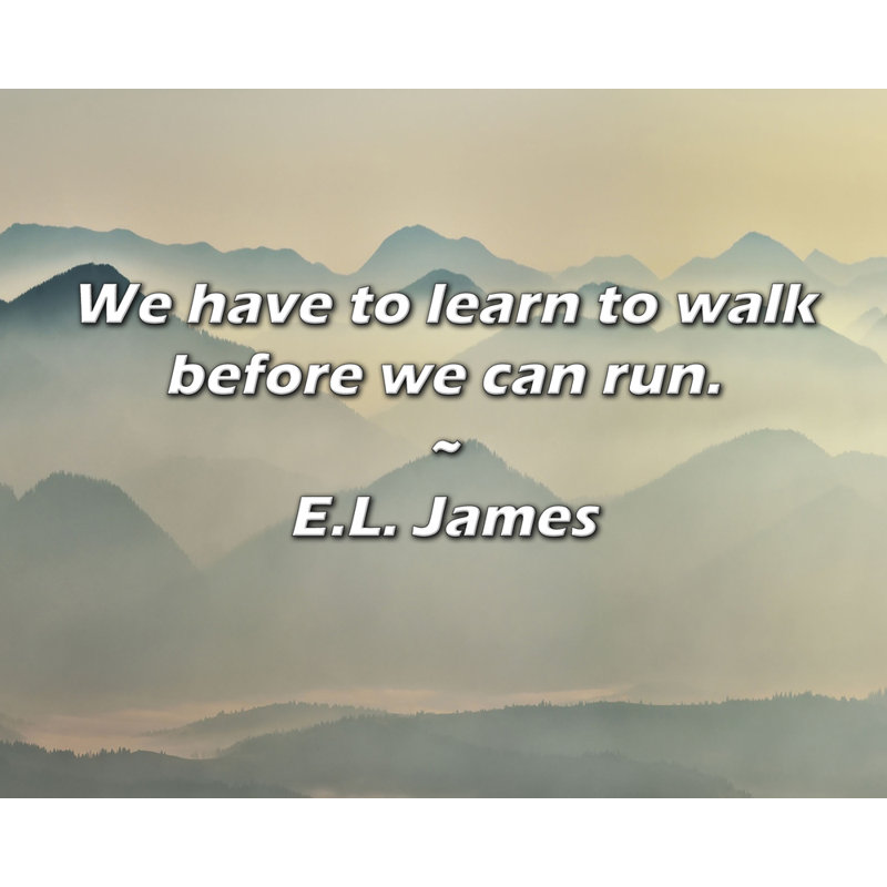 Artsy Quote "We have to learn to walk before we can run." By E.L. James Gallery Wrapped Canvas, 48" H x 33" W