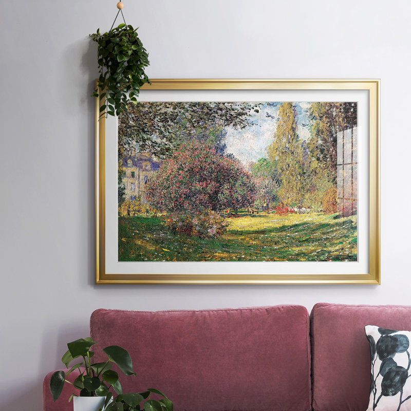 «The Park», impression encadrée sur papier par Claude Monet, Or, H 15 po x l 21 po x P 1,5 po