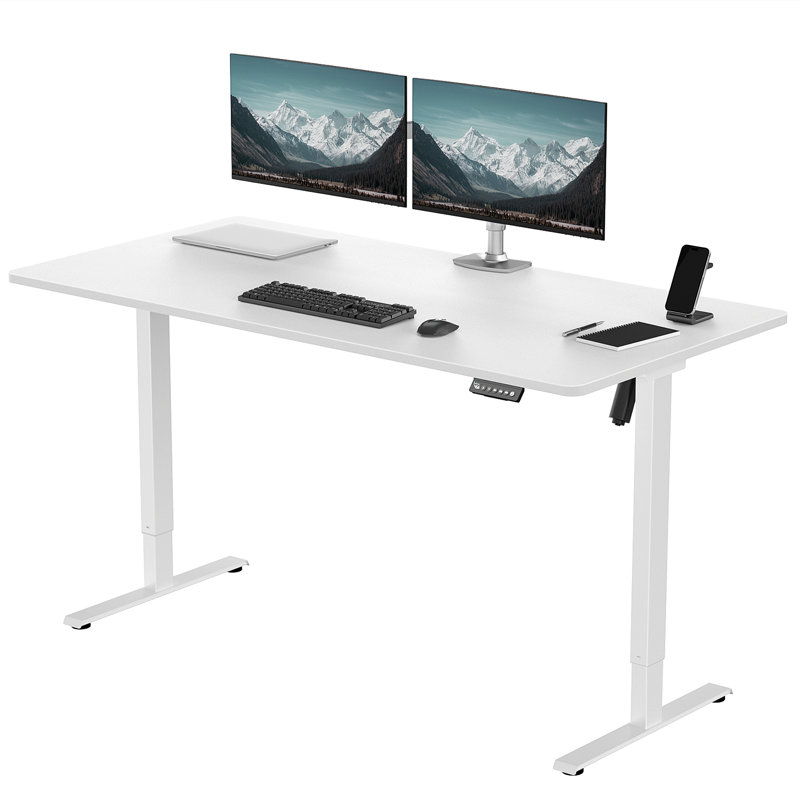  Height Adjustable Standing Desk Plus, White, 46.3" H x 59" W x 29.5" D