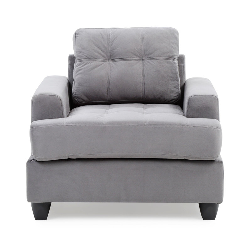 Baerman 38" Wide Tufted Club Chair, Gray Microfiber