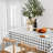 Waterproof Rectangle Checkered Vinyl Tablecloth with Flannel Backing,52" X 70" Grey White