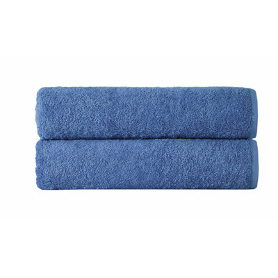 AquaLuxe Turkish Cotton Bath Towels - 2 Piece Set, Quick Dry, Soft, Super Absorbent, Luxury Blue Bathroom Towels