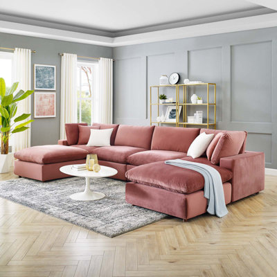 Modway Commix Down Filled Overstuffed Velvet 6-Piece Sectional Sofa