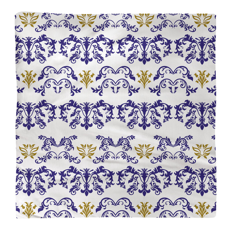 Damask Square Napkin, Purple/White/Metallic Gold, Cotton, 10" W x 10" L