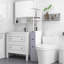 Bathroom Storage Cabinet 54" - 2 Tier Shelf And Drawers, White Organize Essentials Tall Tower Linen With Shelves & Neat Organization