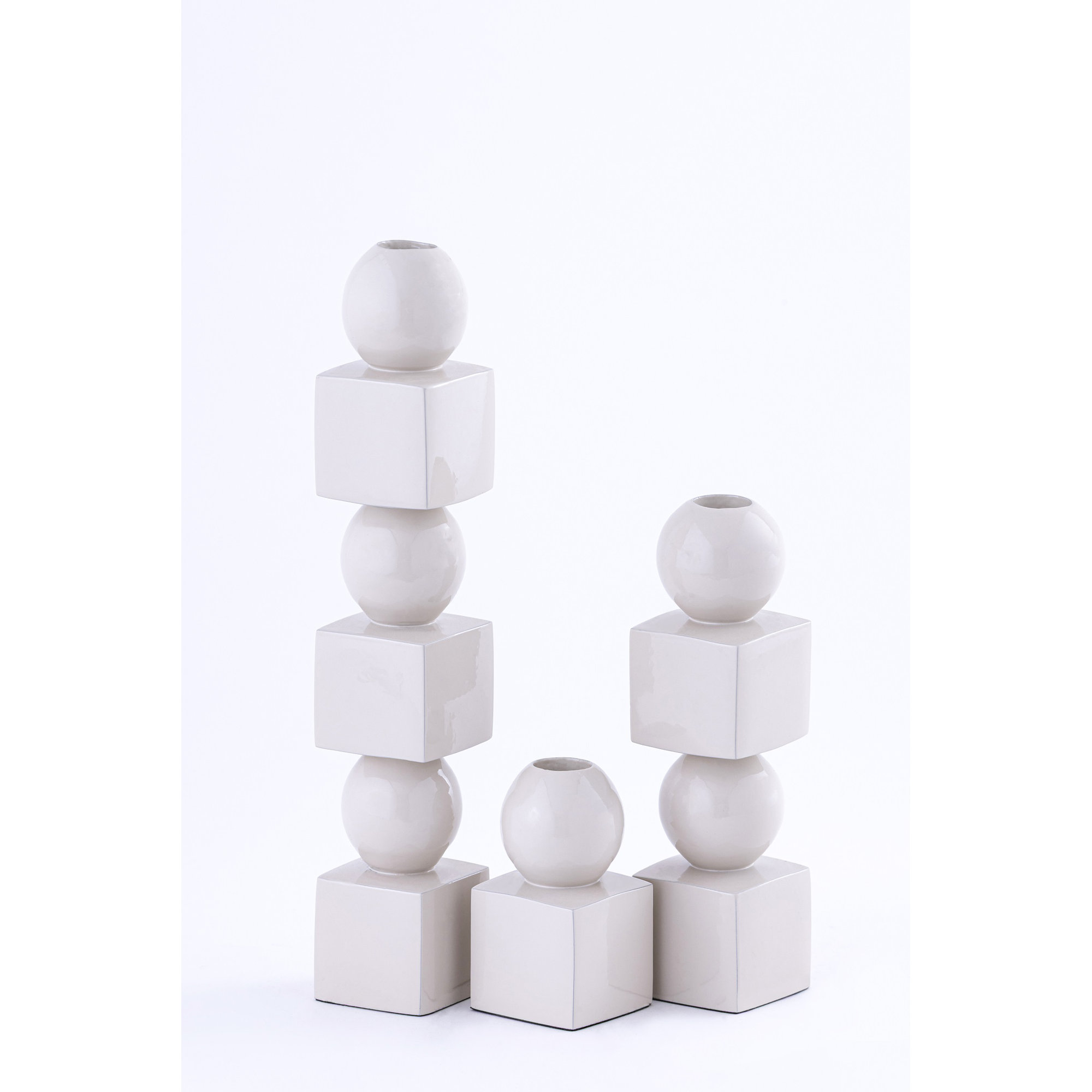 Aluminium Candle Holder Med, White, 11" H x 2" W x 2" D