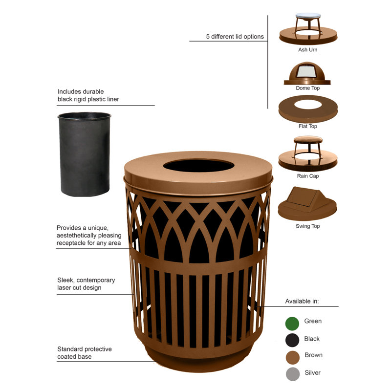 Poubelle à balançoire 40 gallons Covington, Brun