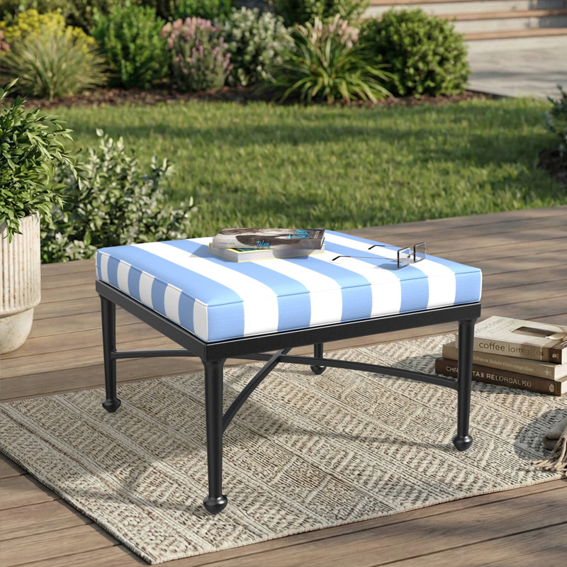 Sunbrella® Outdoor Ottoman Seat Cushion, 24" W x 24" D, Refuge Ocean