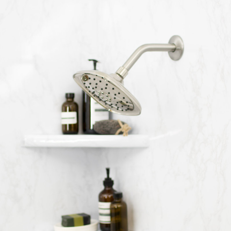 8” Wall-Mounted Shower Arm with Flange, Brushed Nickel
