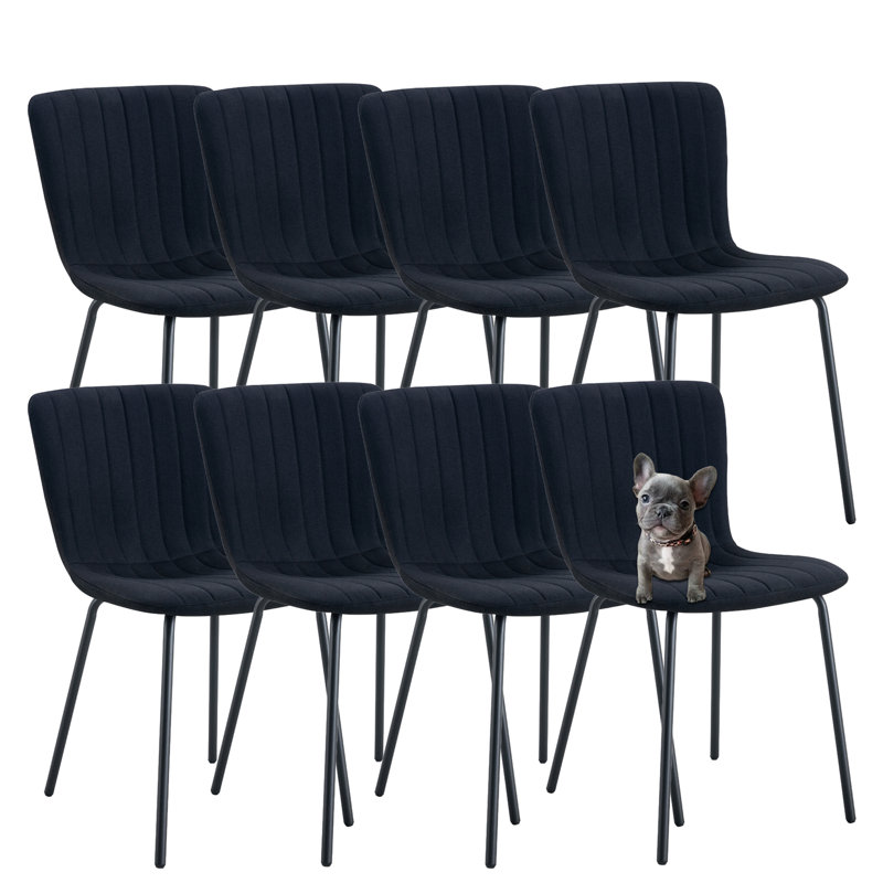 Chaises de salle à manger modernes à dossier moelleux avec pieds en métal noir (ensemble de 8), Noir, noir, noir, noir