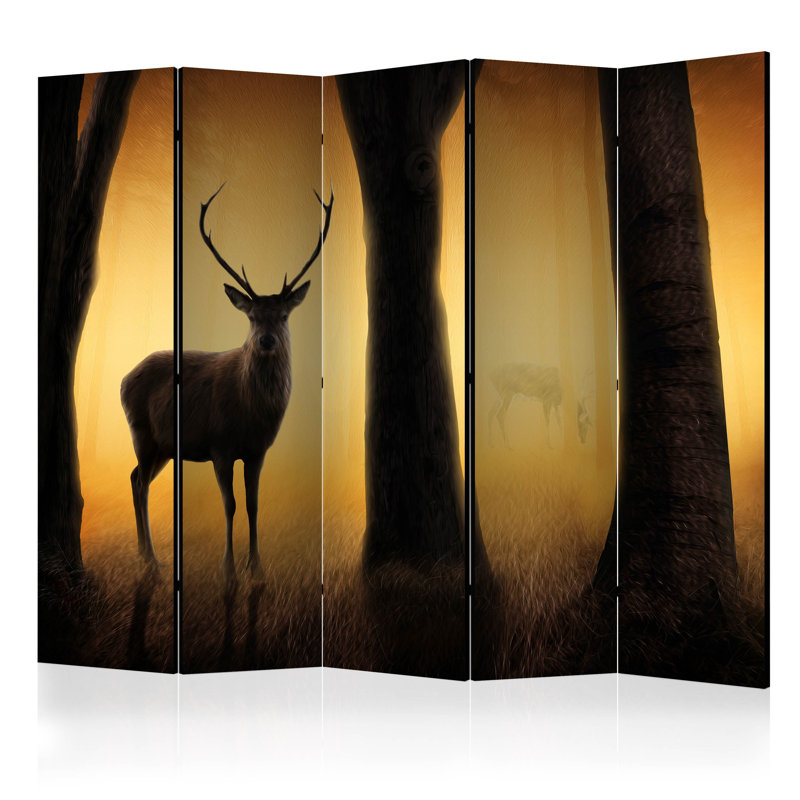 Carney 225cm W x 172cm H 5 - Panel Solid Wood Folding Room Divider