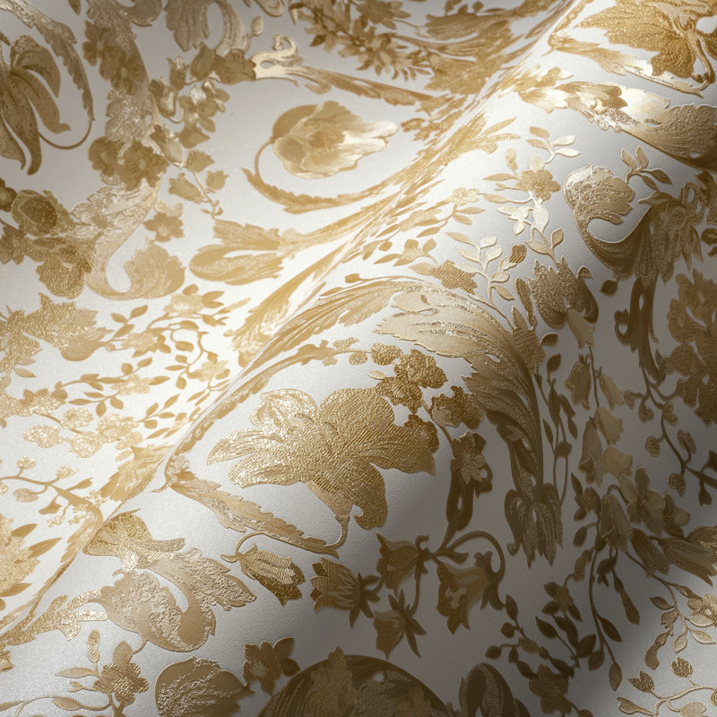 Versace Butterscotch Empress Unpasted Vinyl Wallpaper, Cream/Gold