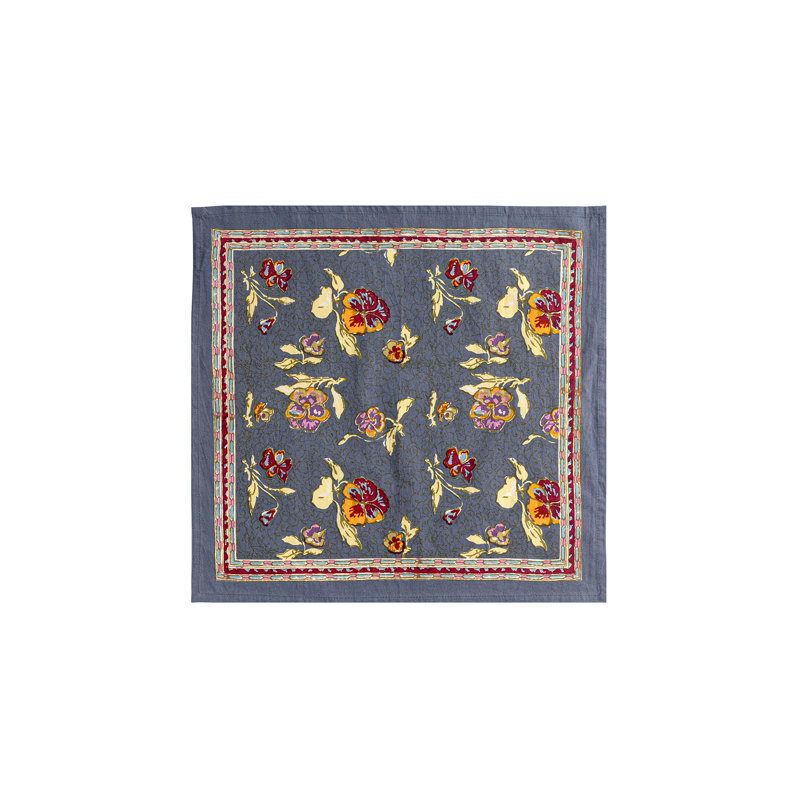 Pansy 100% Cotton Square Napkins, Grey