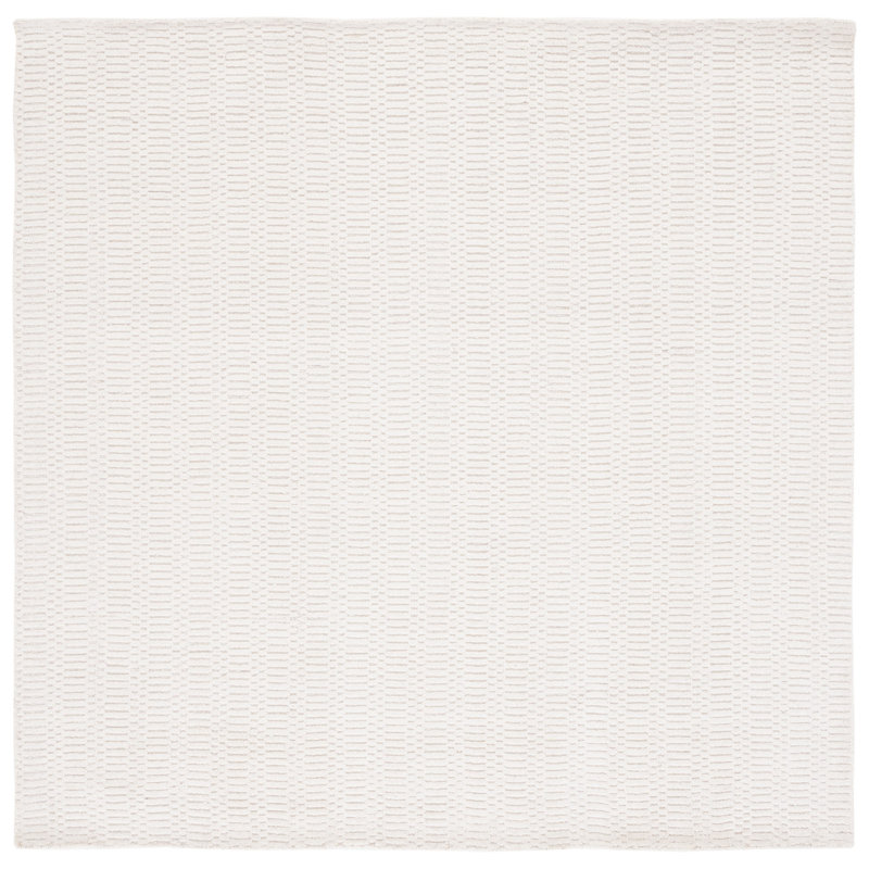 Tapis beige en laine / jute / coton tissé à la main Hafiz, Carré 6 pi