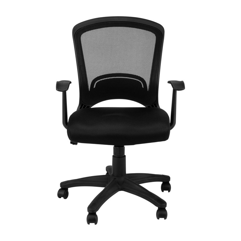 Black Mid-Back Ergonomic Office Chair with Mesh Fabric, Adjustable Height and Swivel Base