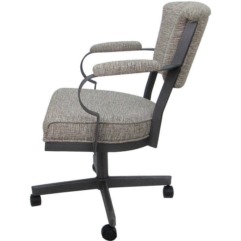 Chaise pivotante en métal Magaw, Mélange de polyester brun clair, Gris