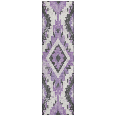 Machine Washable Indoor/Outdoor Xhevrie Purple Rug