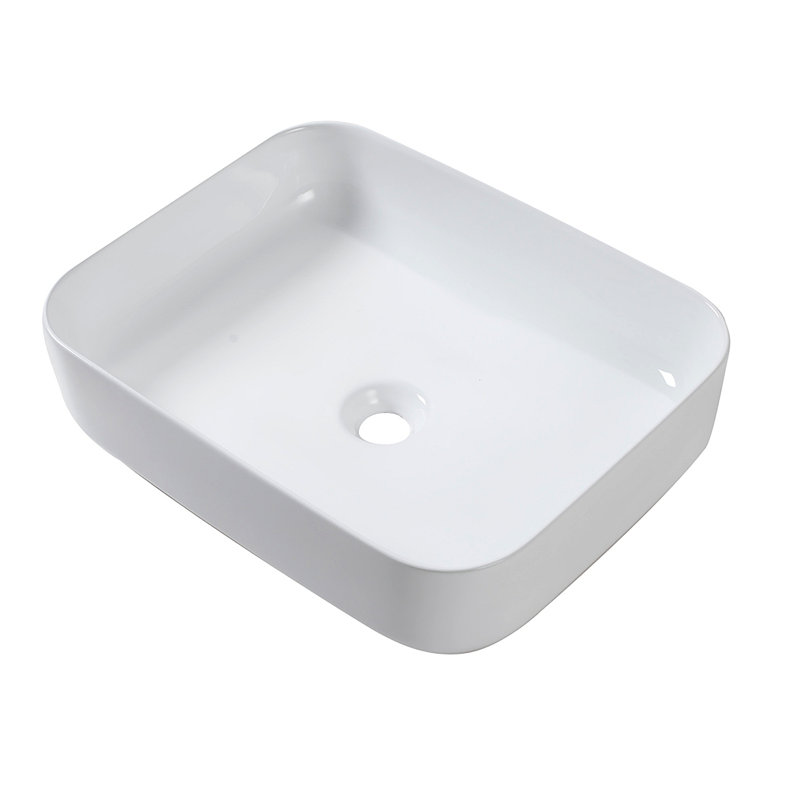 20X15 Inch White Ceramic Rectangular Vessel Bathroom Sink