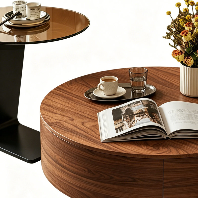 Table basse French French Premium, 13" H x 31.49" W x 31.49" D, Tan/Brown/Black