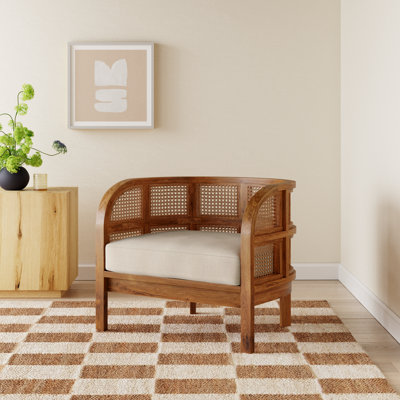 Fauteuil demi-tonneau en lin 32 po
