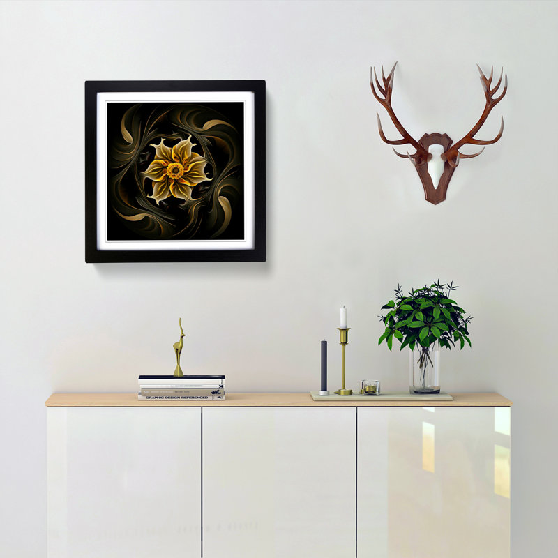 Daffodil Abstract Art - Framed Print, Black
