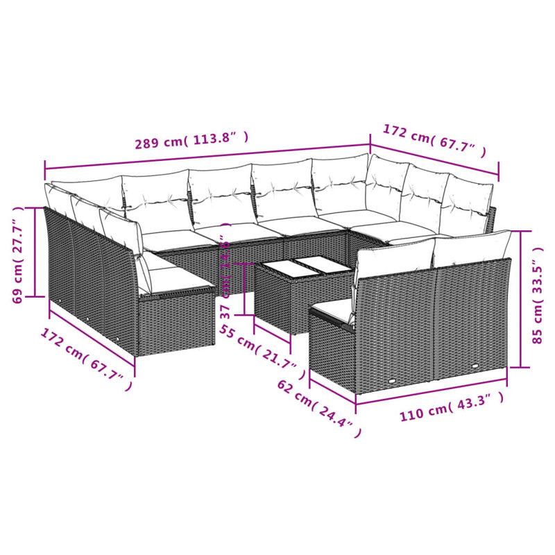Ensemble de canapé de jardin Vidaxl beige