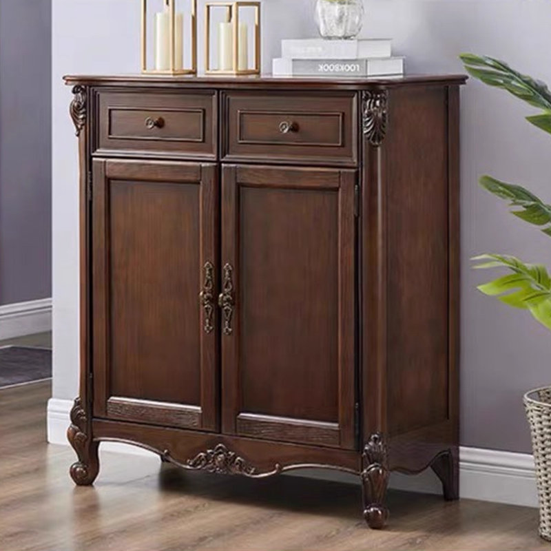 Dark-walnut Solid Wood Shoe Storage Bench, Dark Walnut