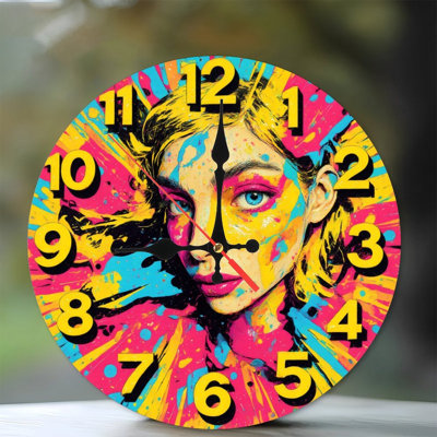 splash face clock pop art design