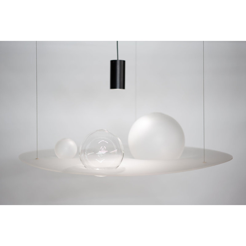 Gravity Well Chandelier, Satin Clear