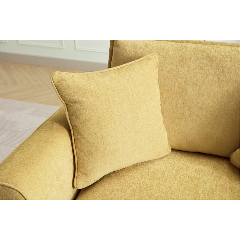 Fauteuil surdimensionné de 46,3 po, tissu chenille, fauteuil confortable et demi-canapé simple avec coussin, Yellow