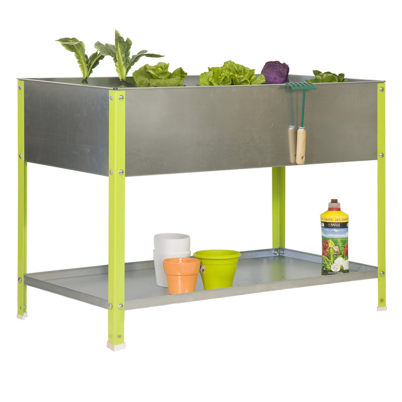 Ambere Metal Potting Bench, Green/Grey, 85cm H x 90cm W x 40cm D