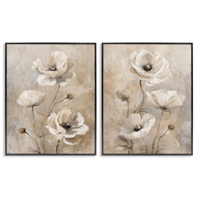  «Neutral Toned Flora», ensemble de 2 estampes numériques par Nina Blue
