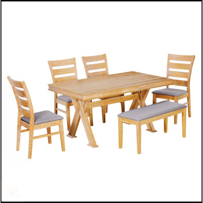 6-Piece Retro 59""L Rectangular Dining Table Set -  Red Barrel StudioÂ®, B1E88DD3E1CB4447A45E15A71D5FC7DB