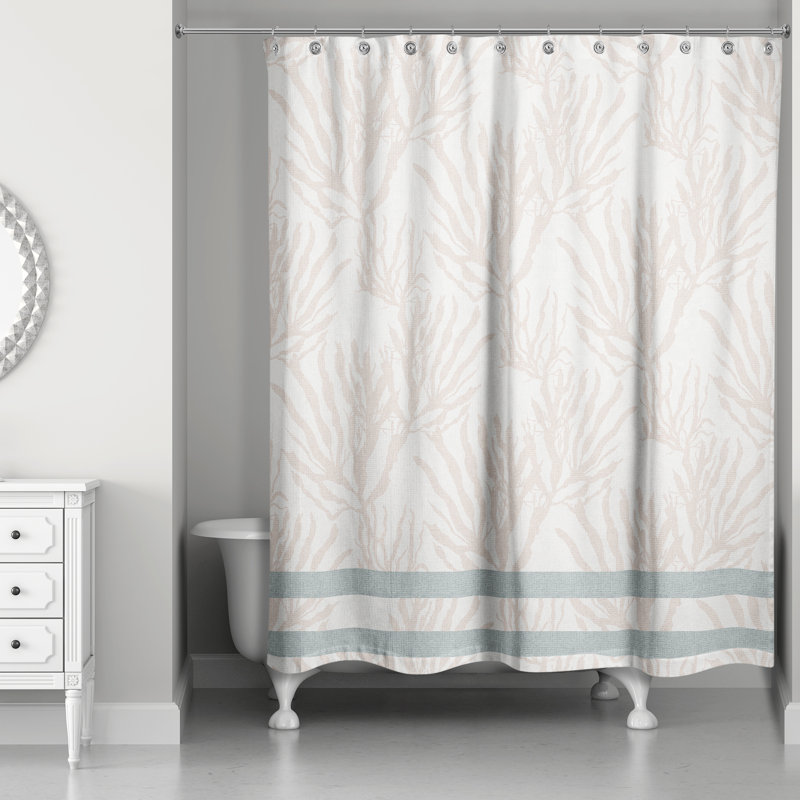 Rideau de douche simple Abd-Alrahim, Rosé / bleu / blanc