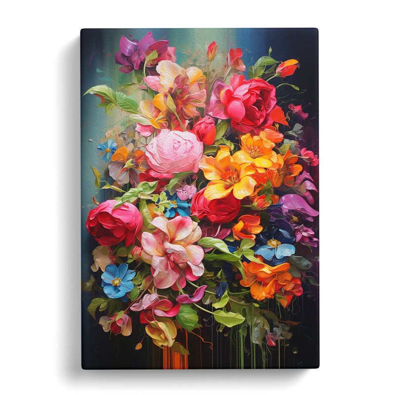 Floral Action Painting No.3 - Wrapped Canvas Print, 76cm H x 50cm W x 3cm D