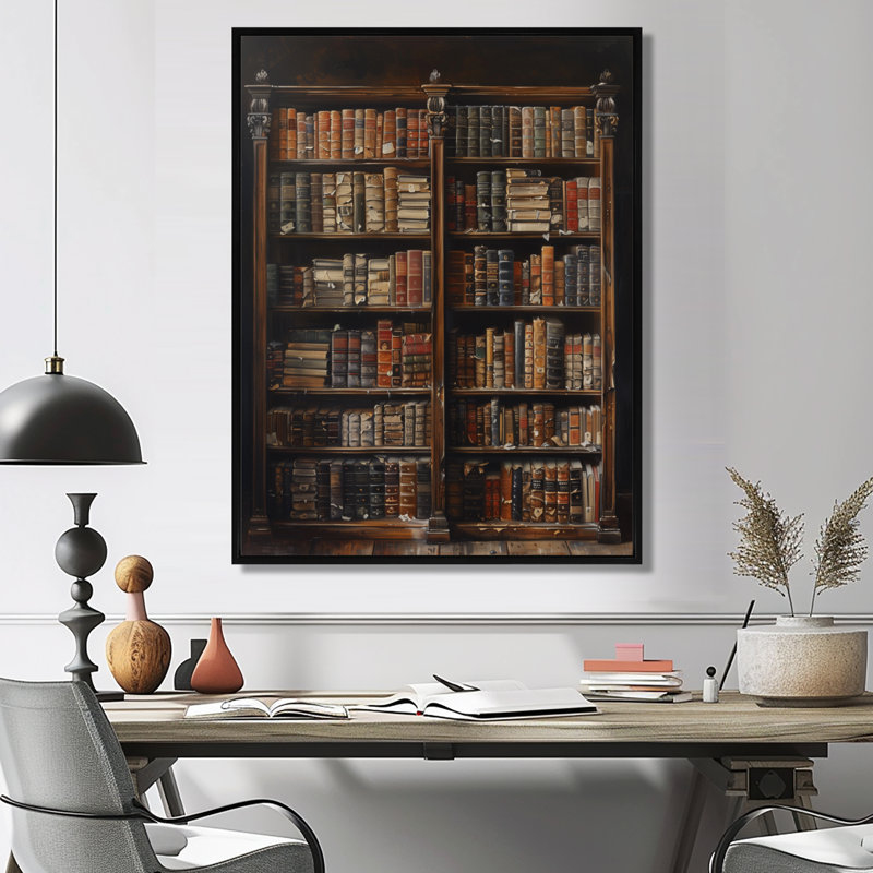 Alnisa - Décoration murale bibliothèques, Cadre flottant noir, H 12 po x l 20 po