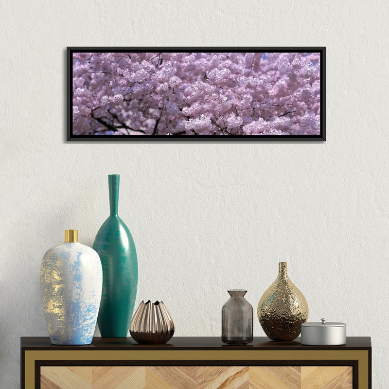 Panoramique washington, d. c, fermeture de cerises, reproduction de photo sur toile, H 12 po x l 36 po x P 1,5 po, Cadre noir