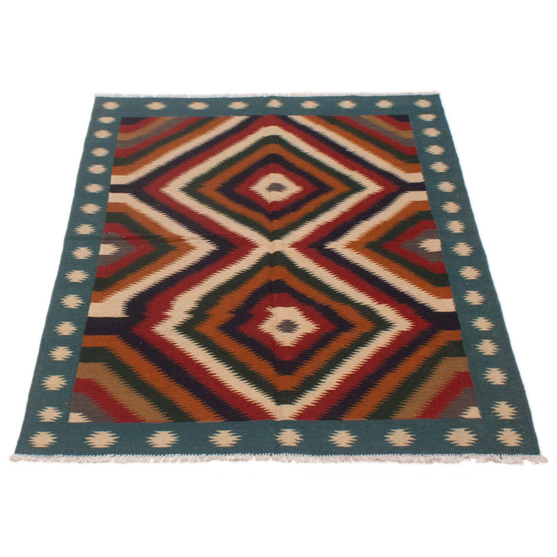 Tapis bleu sarcelle unique de 4 pi 9 po x 6 pi 7 po