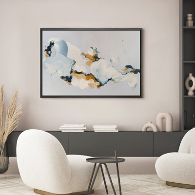 Neutral Abstract Wall Art Framed Canvas Print Bedroom Wall Decoration