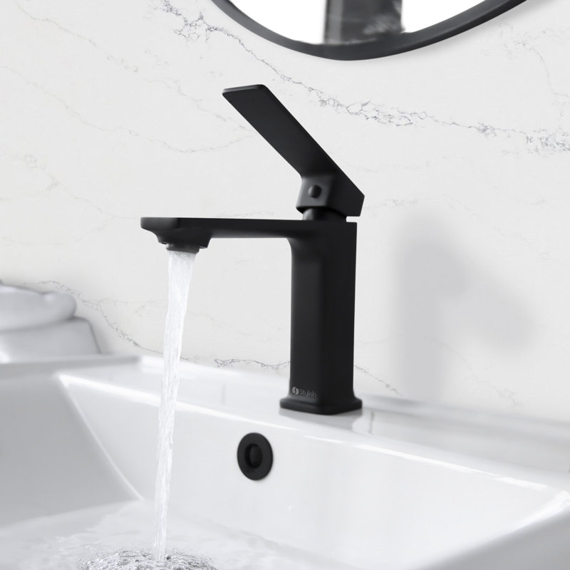 Robinet de salle de bain élégant à poignée unique 6 po Solace Vace, Noir mat