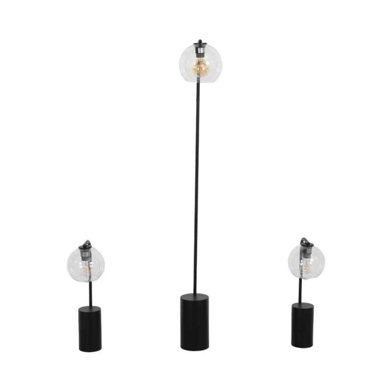 Élégante lampe sur pied Latitude Run®, arc réglable, noire, contemporaine, 60 pouces, parfaite pour les salons, 2 pièces
