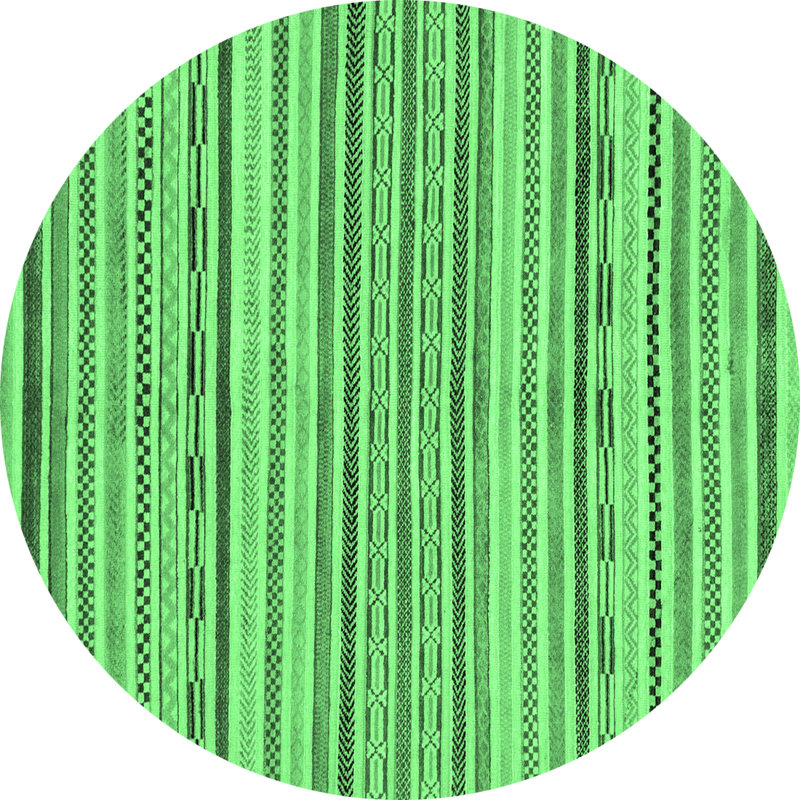 Tapis lavables à la machine à motif abstrait vert émeraude 2311, Rond 8 pi
