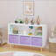 Bibliothèque pour enfants avec tiroirs en tissu pliables, présentoir à livres pour enfants, armoire de rangement pour jouets, blanc / mauve-827865443