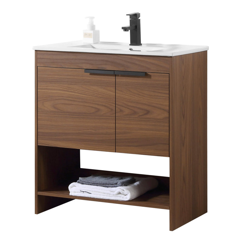 Meuble-lavabo simple 30 po Daenna, Noyer