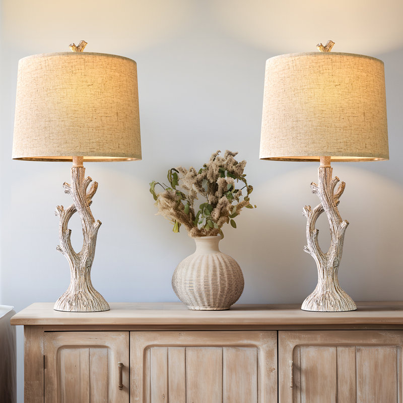 Lampe de table en forme de branche de 25,12 po en bois, pour chambres à coucher, salons, bureaux et bureaux